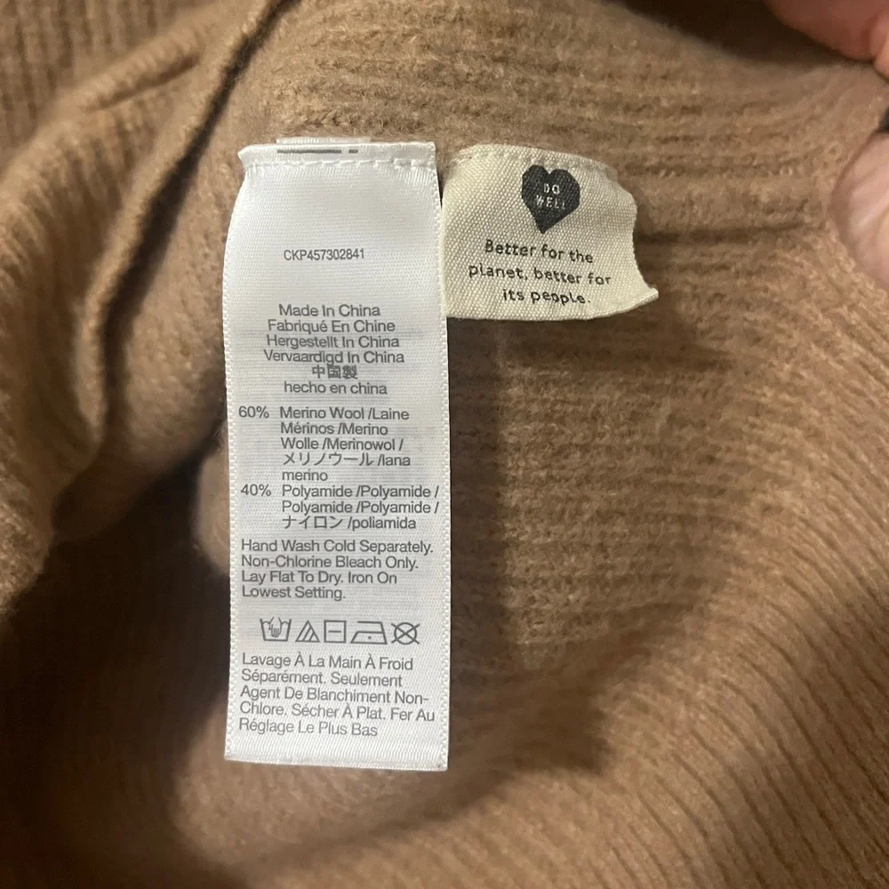 Madewell Merino Wool Blend Half Zip Sweater with Pockets Brown‎ Size Small